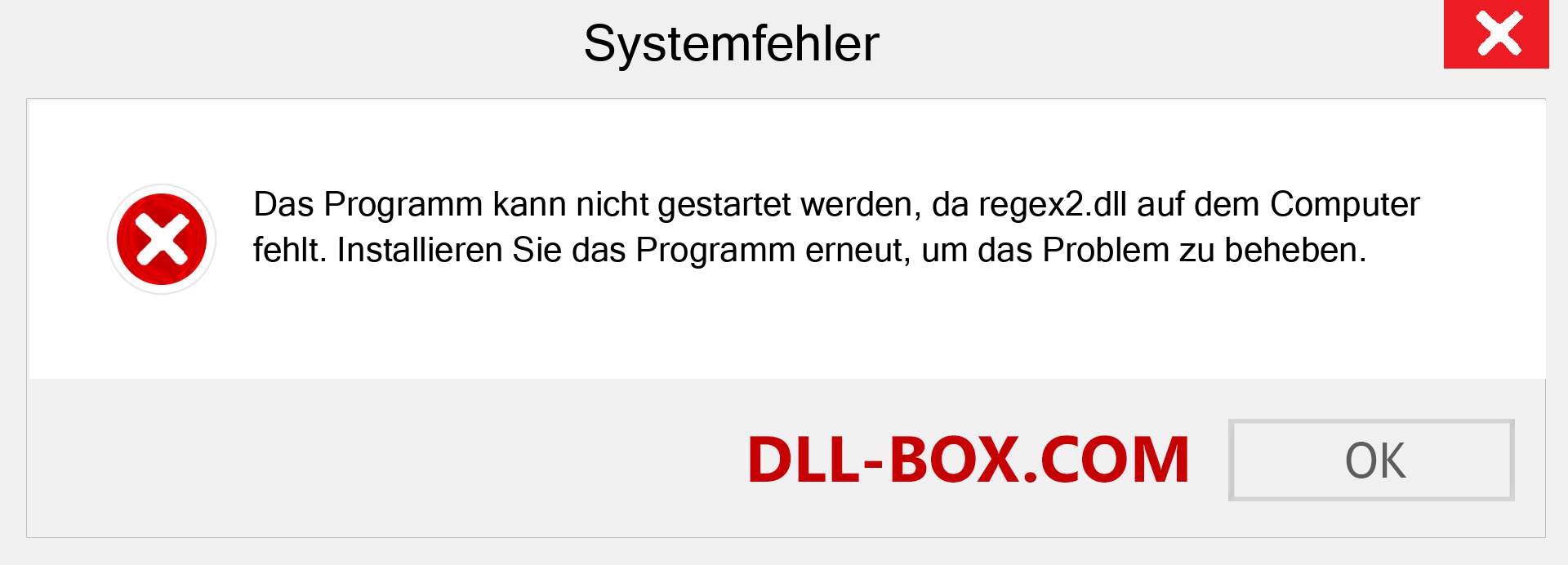 regex2.dll-Datei fehlt?. Download für Windows 7, 8, 10 - Fix regex2 dll Missing Error unter Windows, Fotos, Bildern